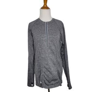 Athleta Half Zip Tracker Running Shirt Long Sleeve Stretch Gray Women XL